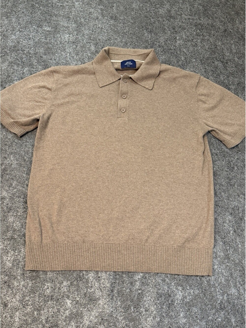 Jack Archer Legacy Resort Polo Men’s M Mocha Heather Cotton Cashmere Knit